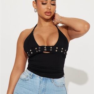 NWT Show Me Around Halter Top - Black From fashion nova size small